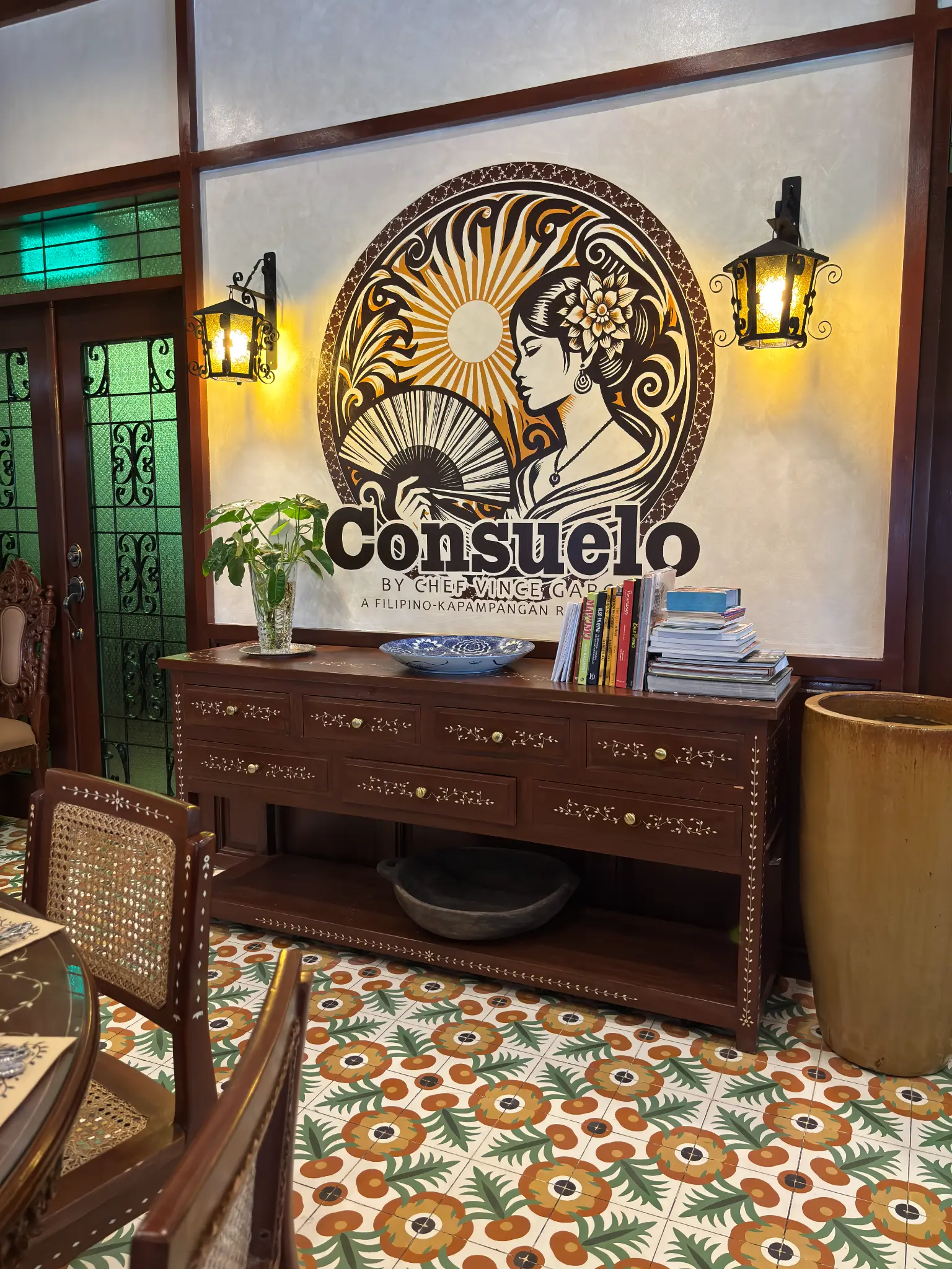 The Consuelo emblem welcomes guests into an elegant Filipino-Kapampangan dining experience.